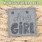 Preview: Kunstlederlabel Dino-Girl grau