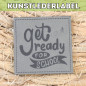 Preview: Kunstlederlabel School grau