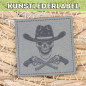 Preview: Kunstlederlabel Western Skull grau