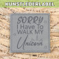 Preview: Kunstlederlabel Walk my Unicorn grau