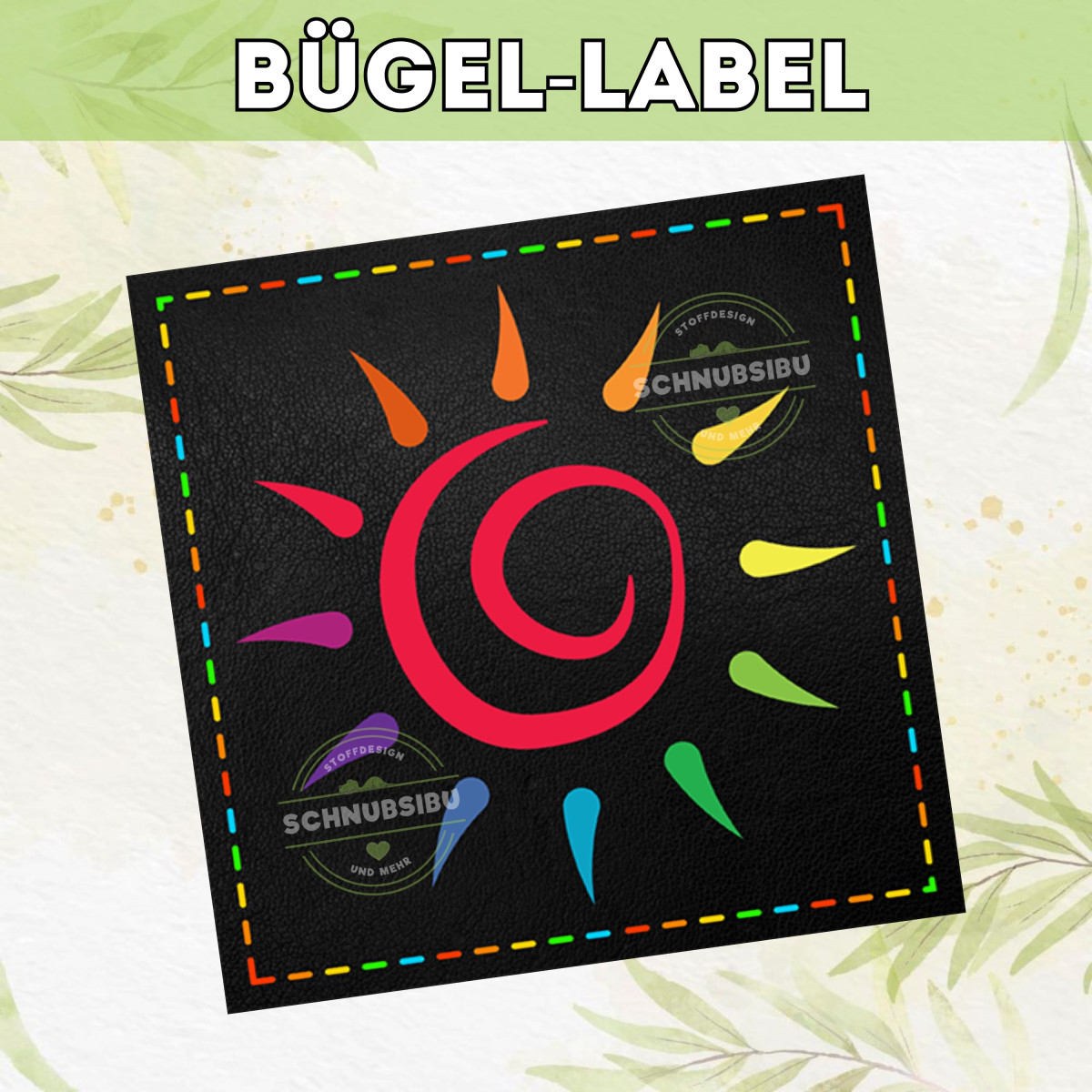 Bügel-Label schwarz Sonne