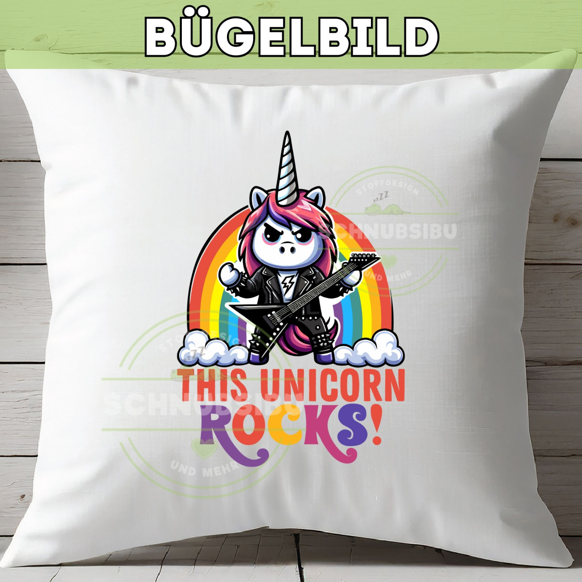 Bügelbild Einhorn rocks