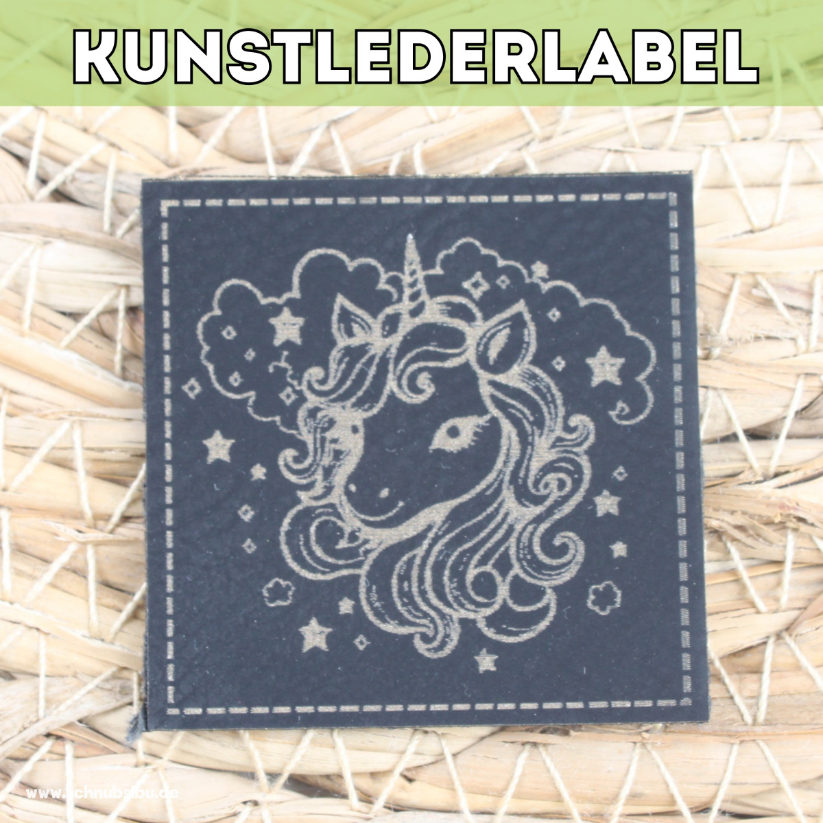 Kunstlederlabel Einhorn schwarz