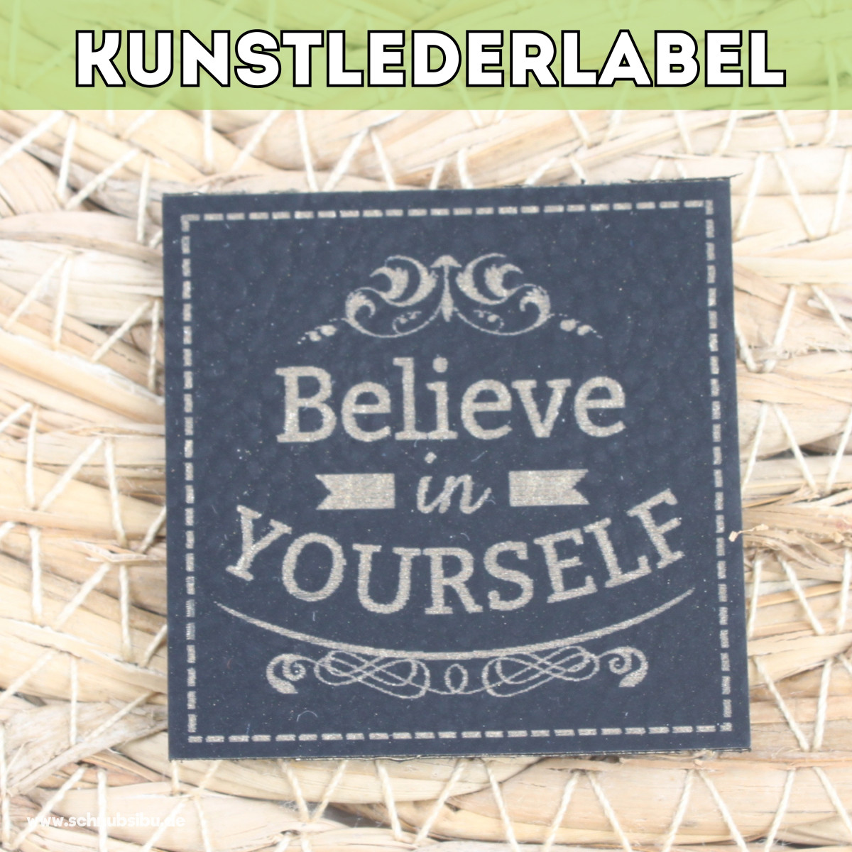 Kunstlederlabel Believe schwarz