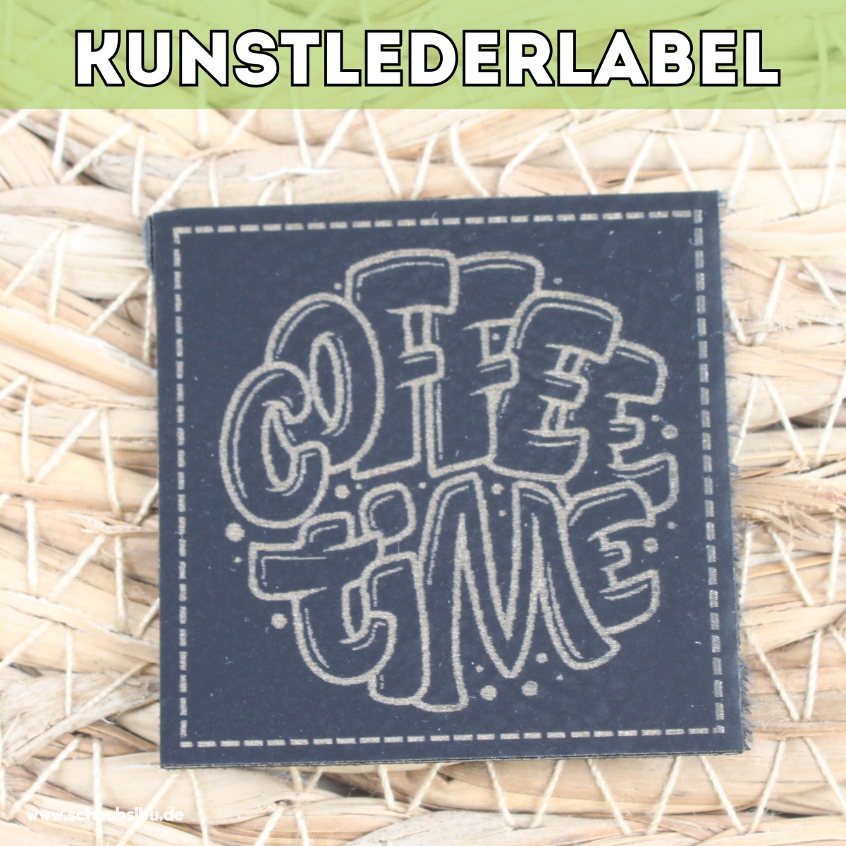 Kunstlederlabel Coffee Time schwarz