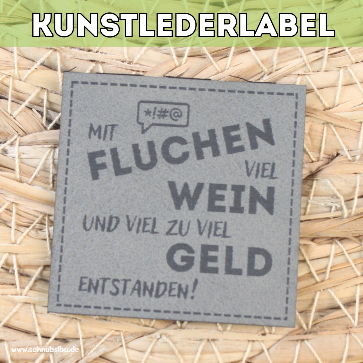 Kunstlederlabel Fluchen grau
