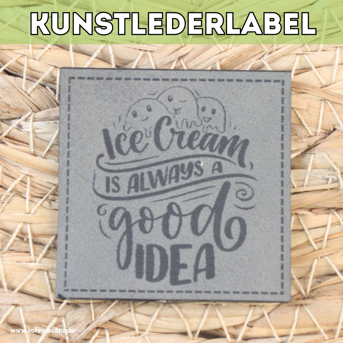 Kunstlederlabel Ice Cream grau