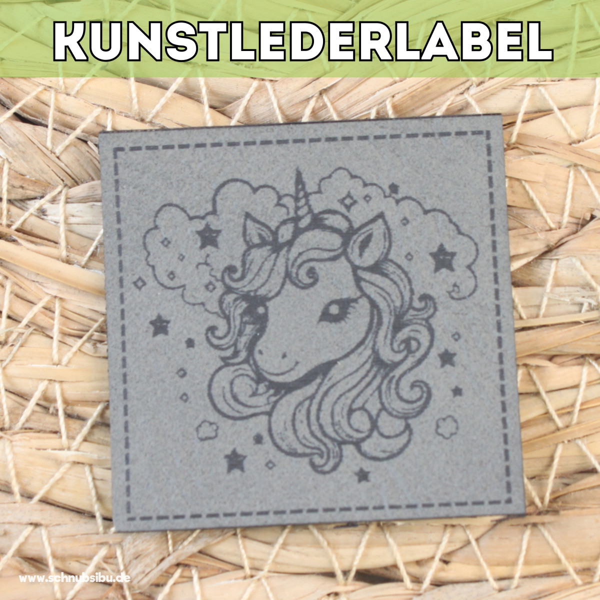 Kunstlederlabel Einhorn grau