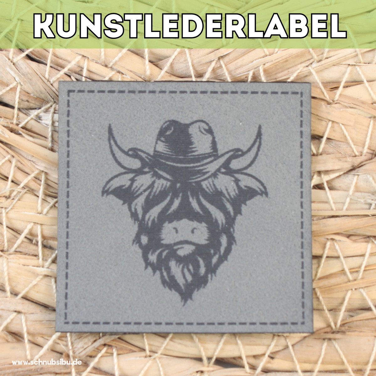 Kunstlederlabel Highland Cow