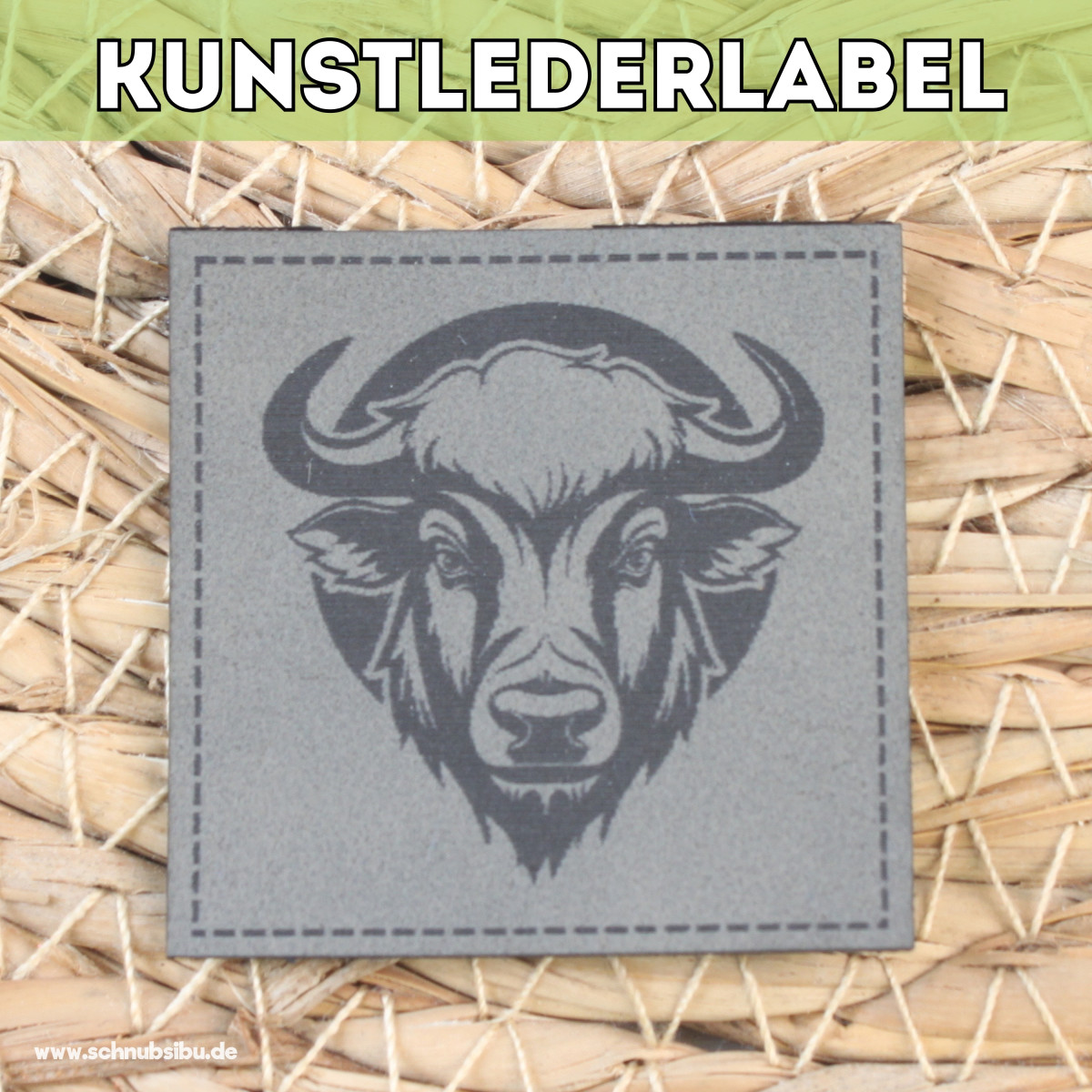 Kunstlederlabel Büffel grau