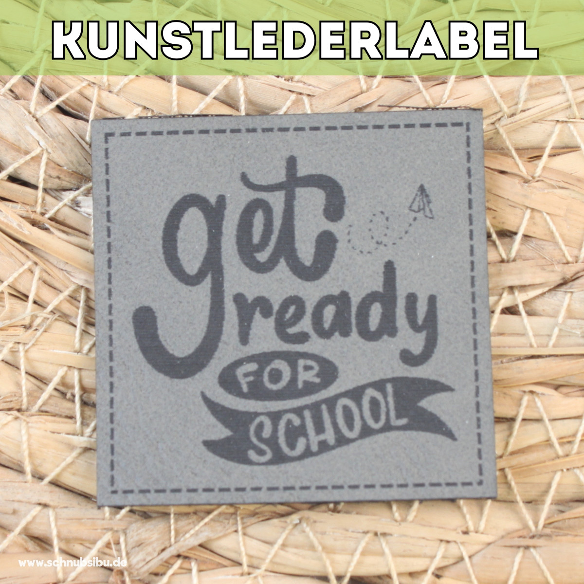 Kunstlederlabel School grau