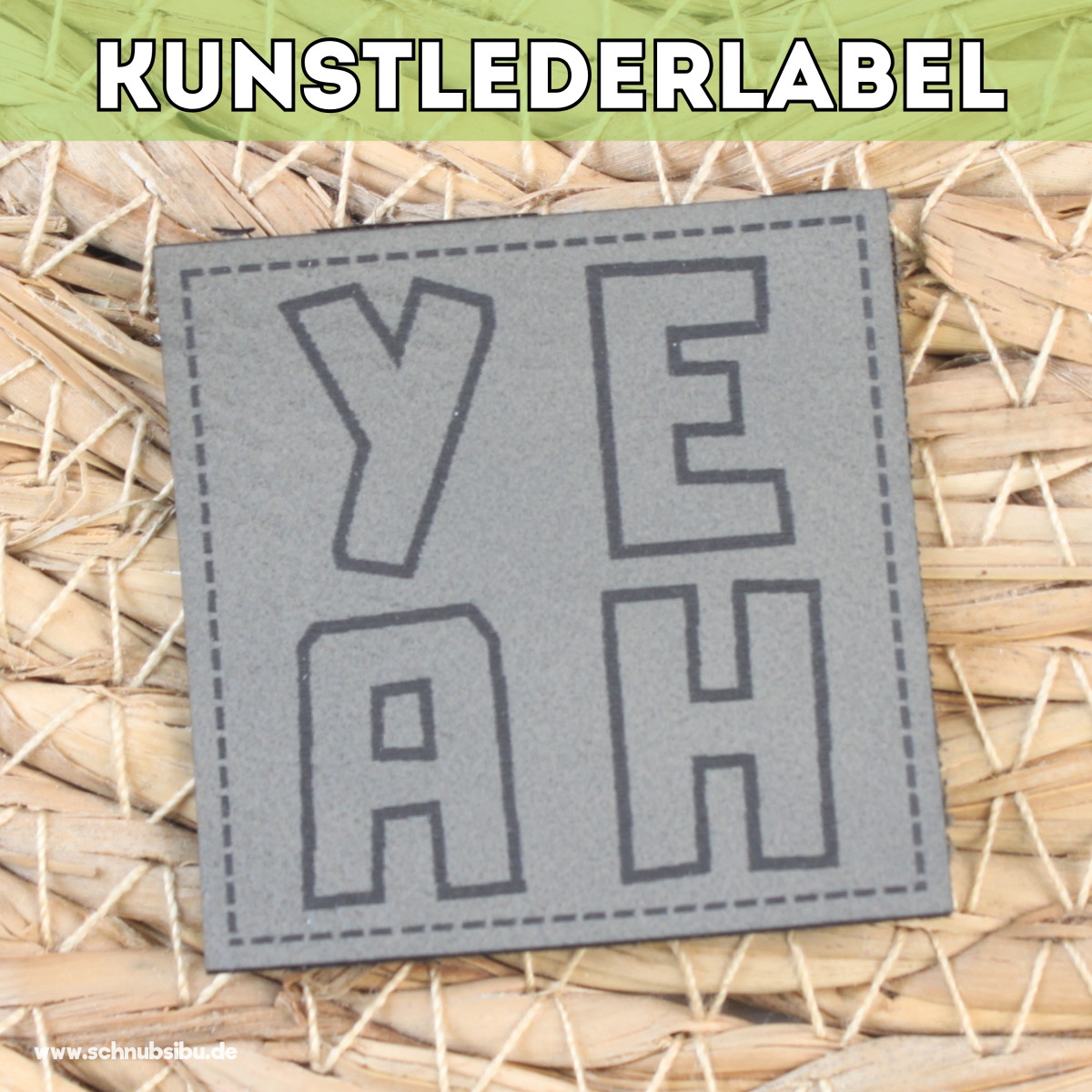 Kunstlederlabel Yeah grau