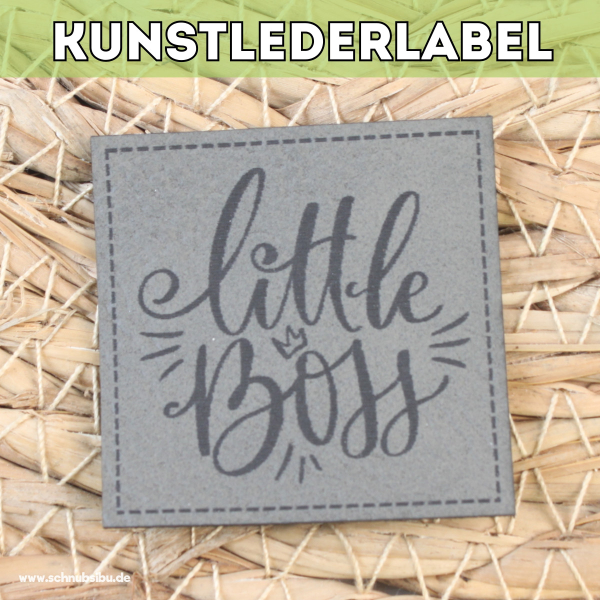 Kunstlederlabel Little Boss grau