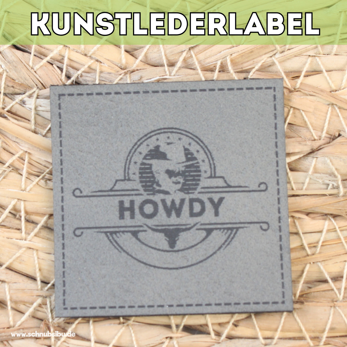 Kunstlederlabel Howdy grau