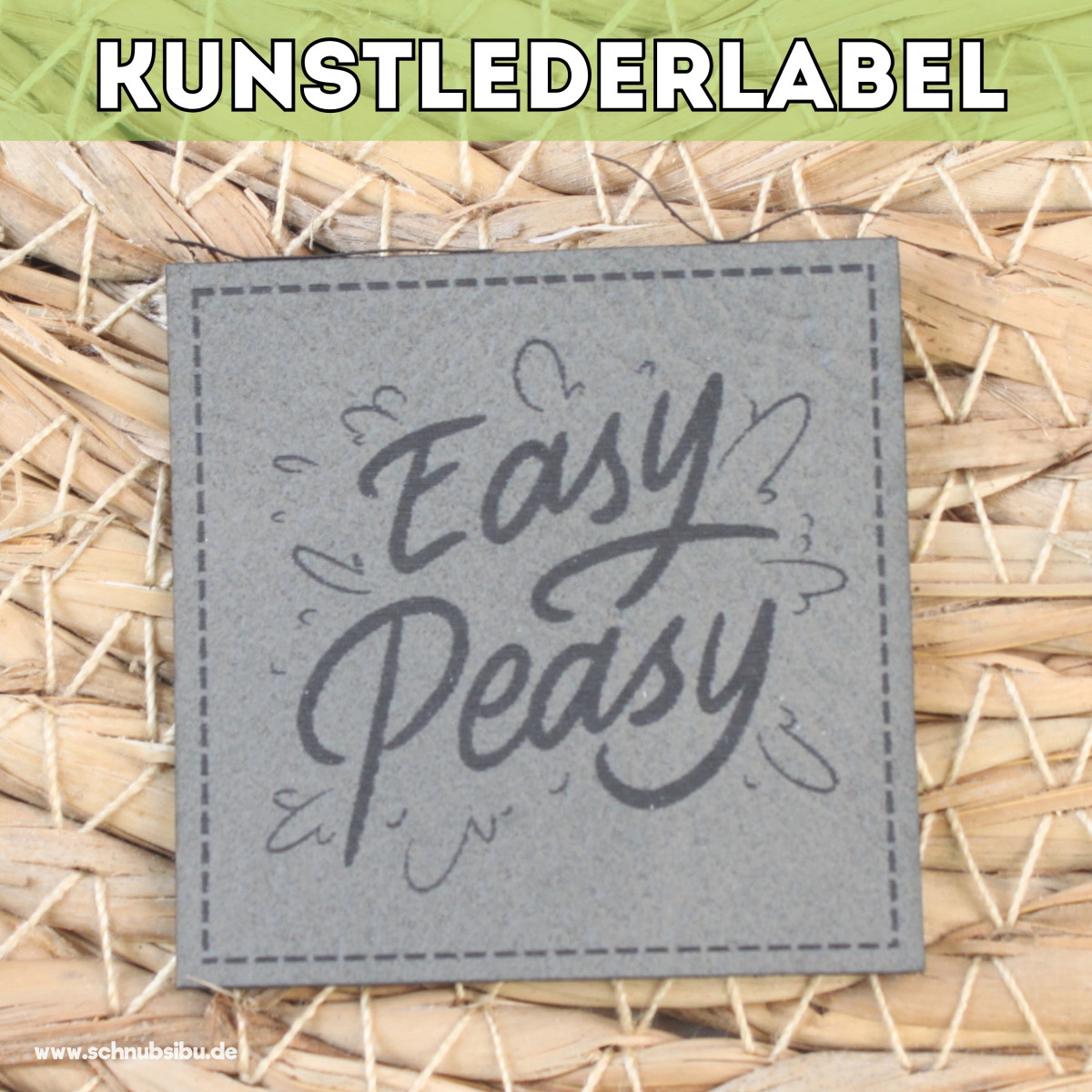 Kunstlederlabel Easy Peasy grau