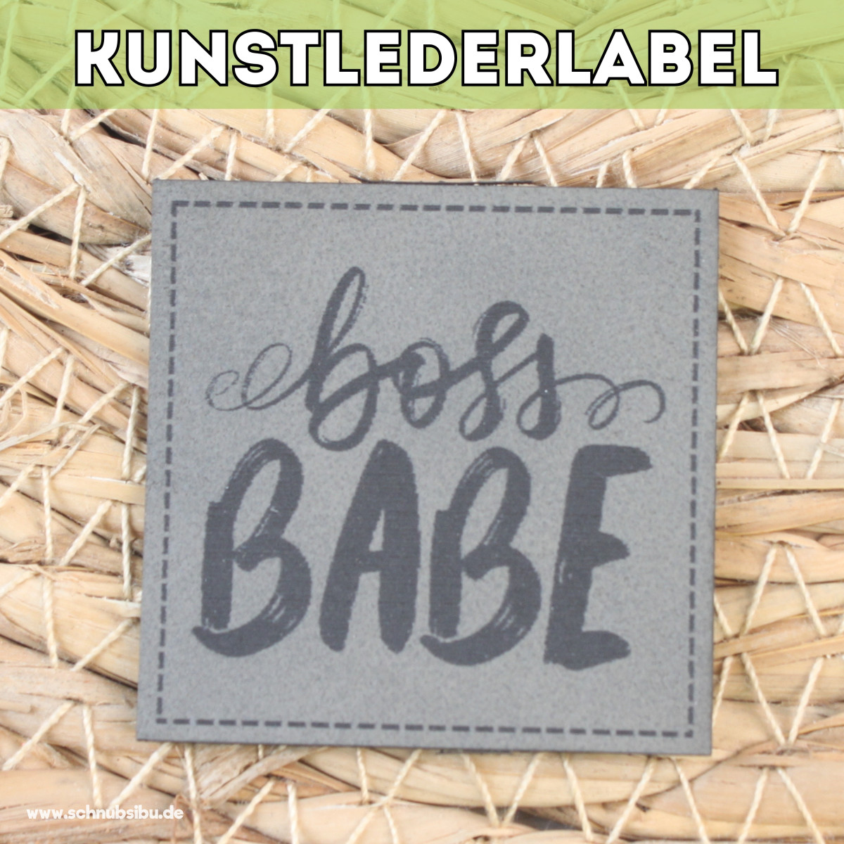 Kunstlederlabel Boss Babe grau