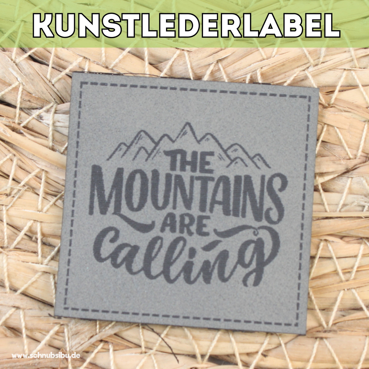 Kunstlederlabel Mountains grau