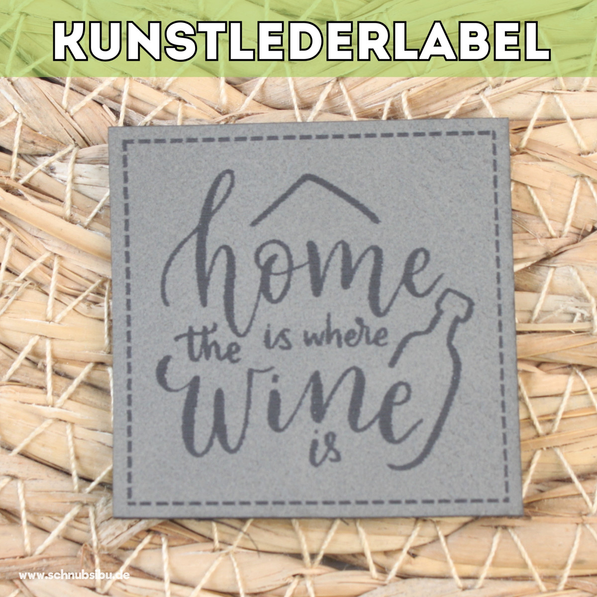 Kunstlederlabel Wine grau