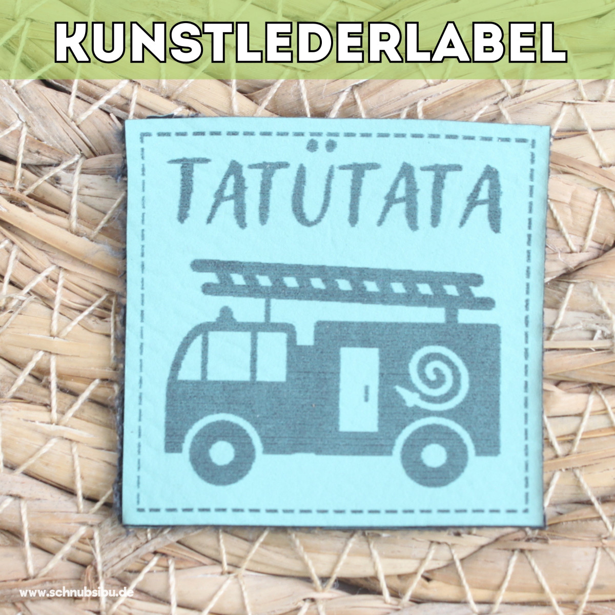 Kunstlederlabel Feuerwehr türkis