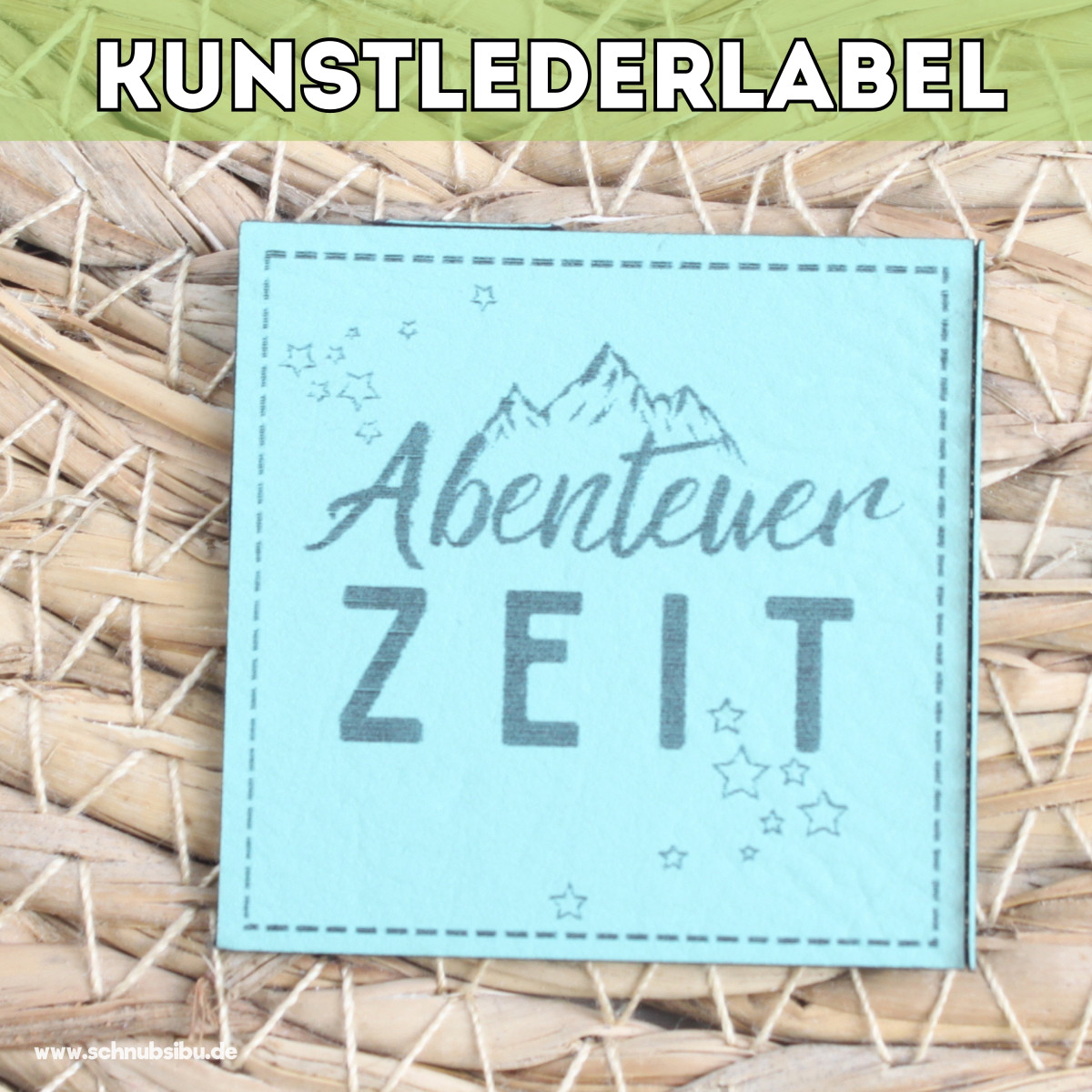 Kunstlederlabel Abenteuerzeit türkis