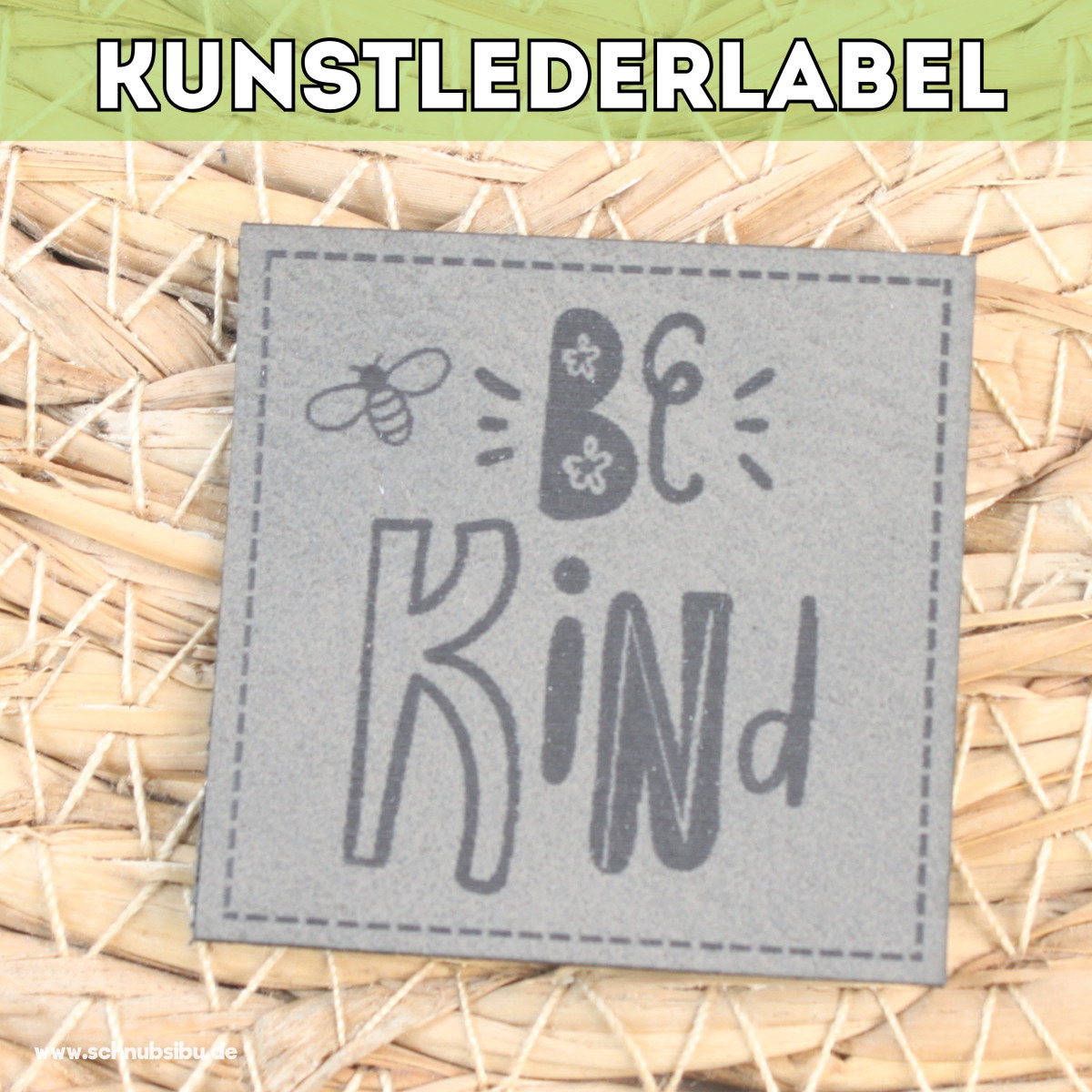 Kunstlederlabel Be Kind grau