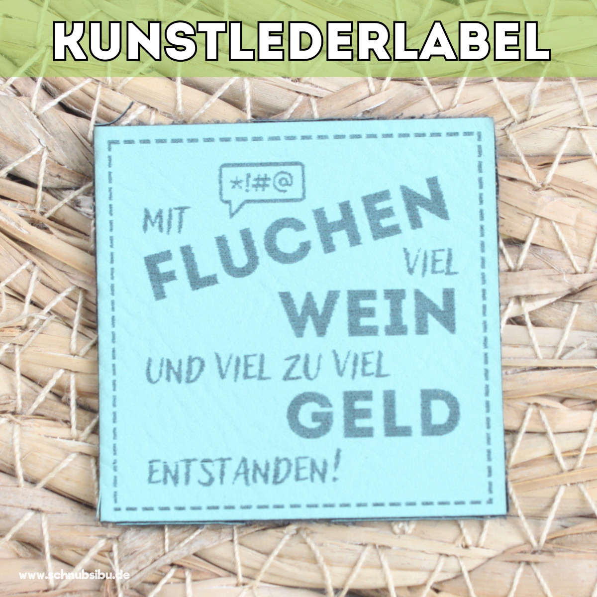 Kunstlederlabel Fluchen türkis