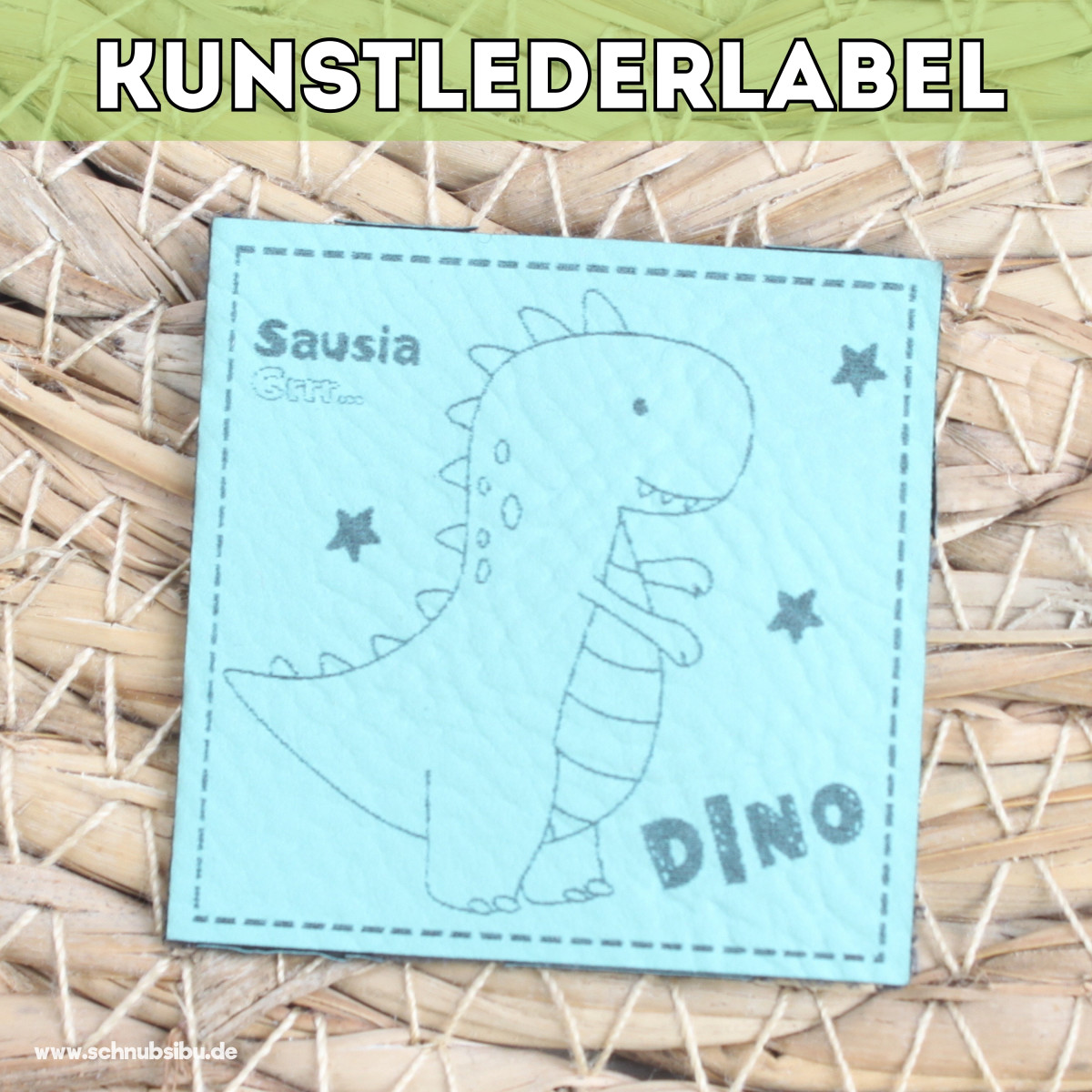 Kunstlederlabel Sausia türkis