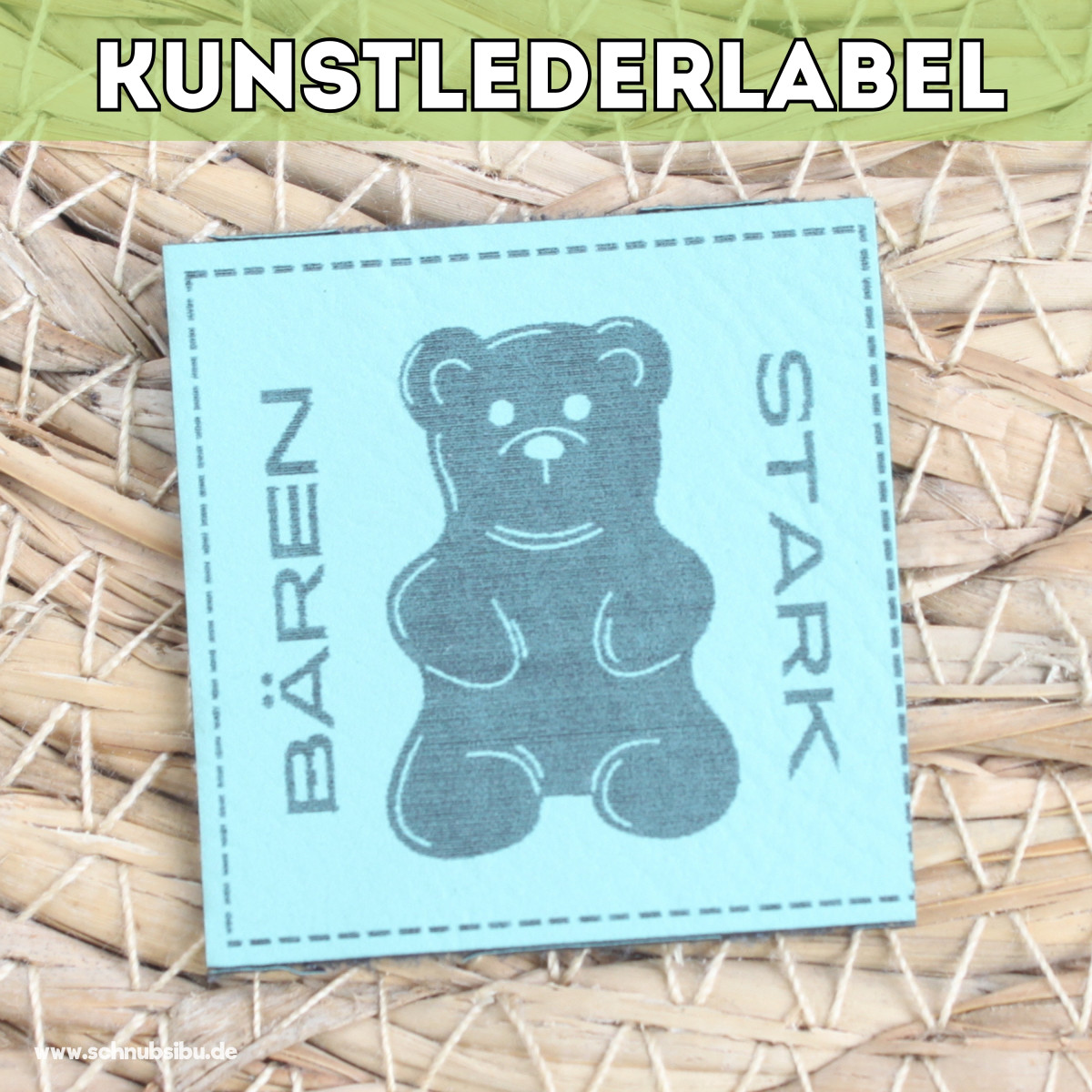 Kunstlederlabel Bärenstark türkis