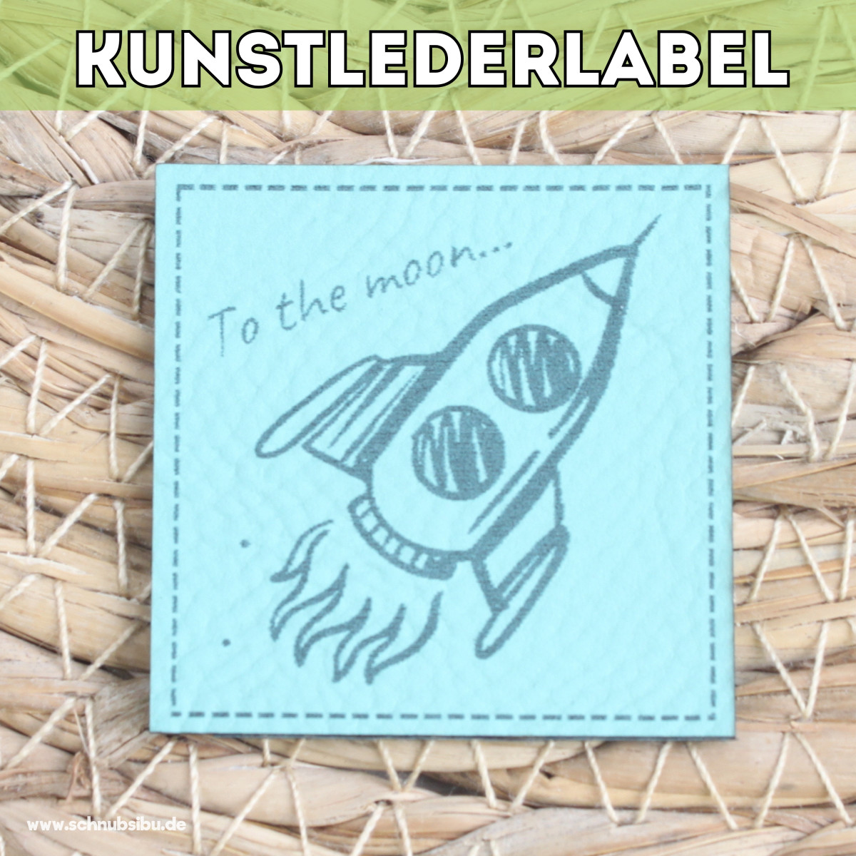 Kunstlederlabel To the moon türkis