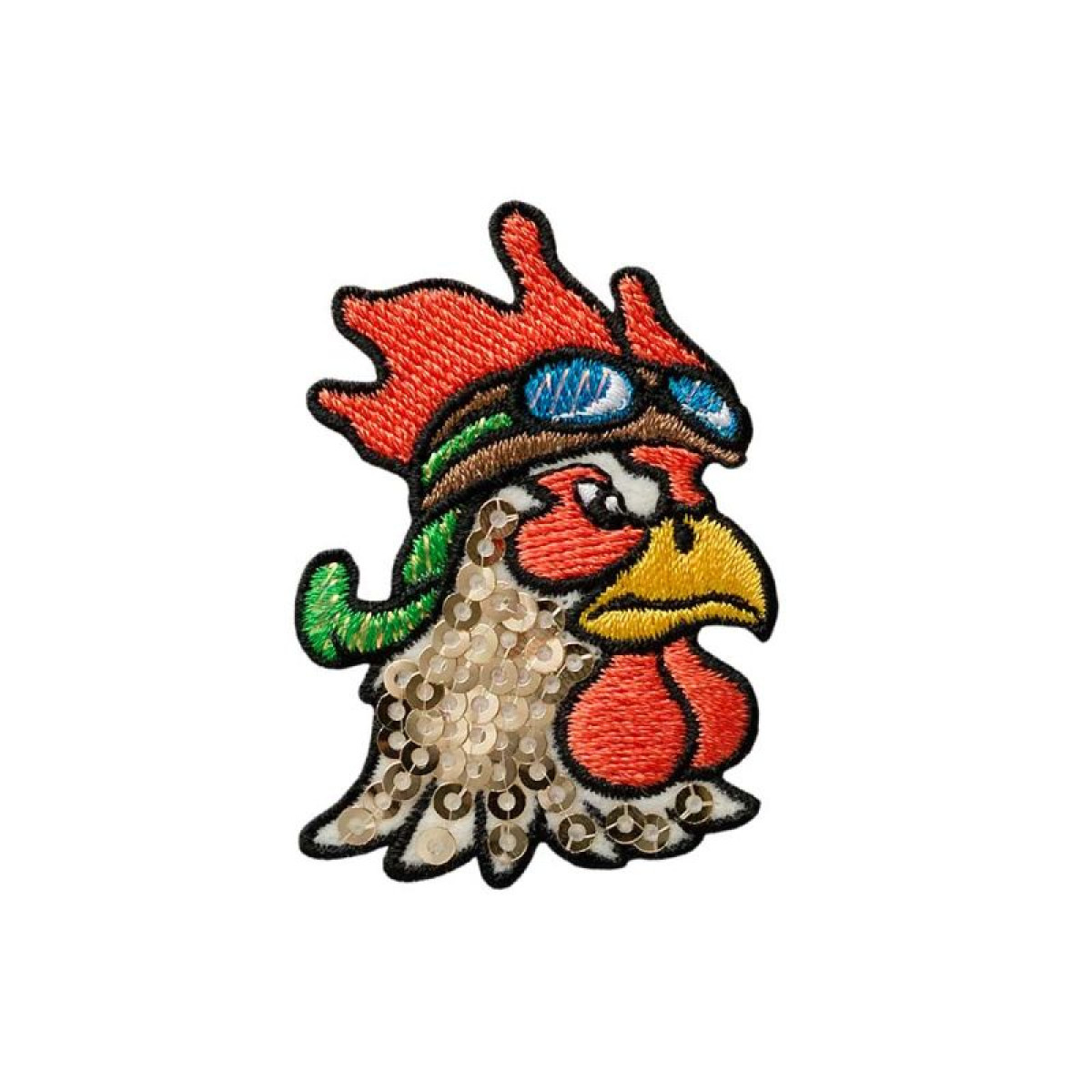 Patch Hahn Kopf Pailletten