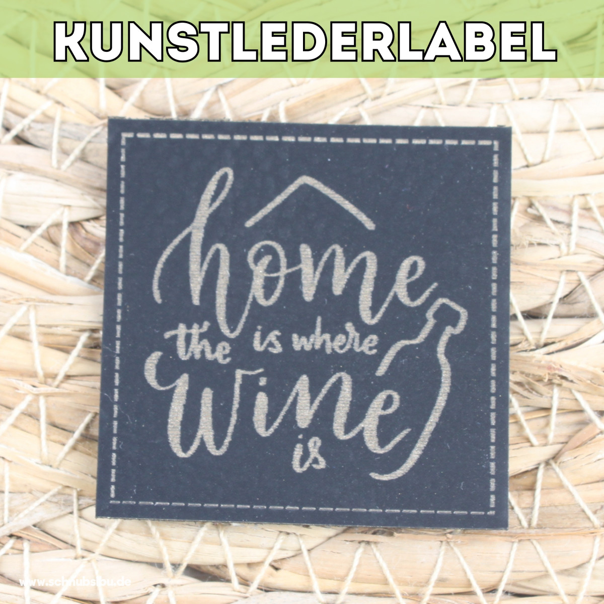 Kunstlederlabel Wine schwarz