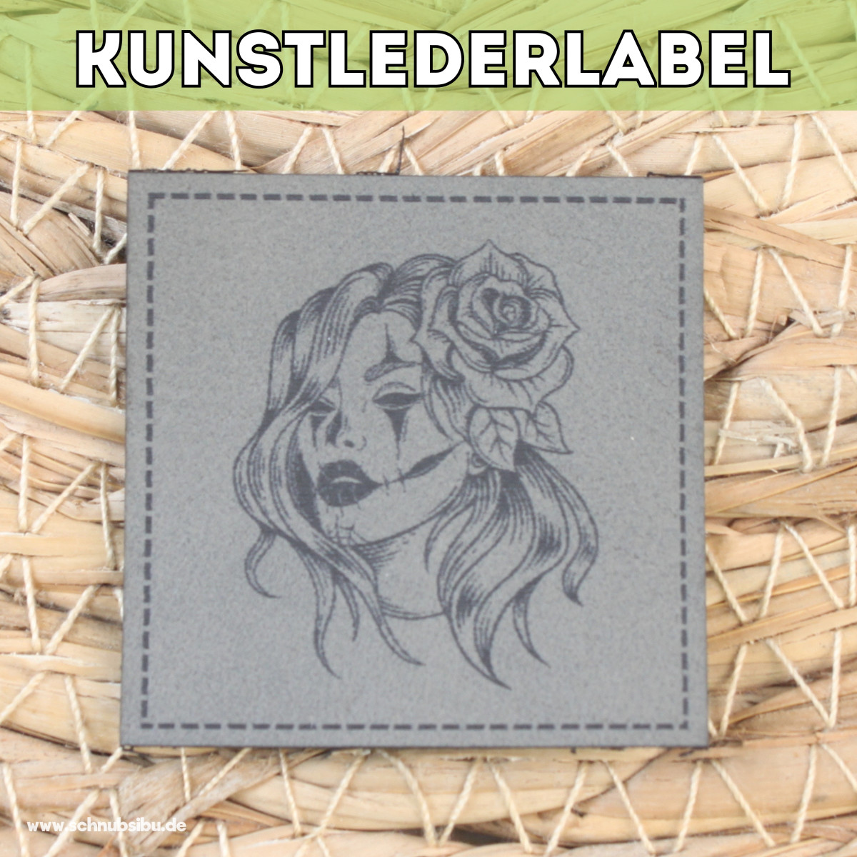 Kunstlederlabel Gothic Girl grau