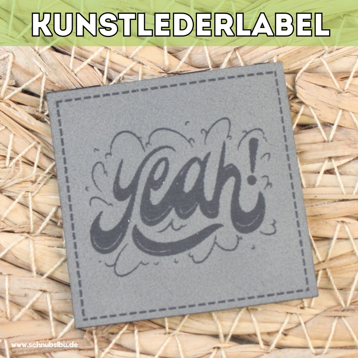 Kunstlederlabel Yeah grau