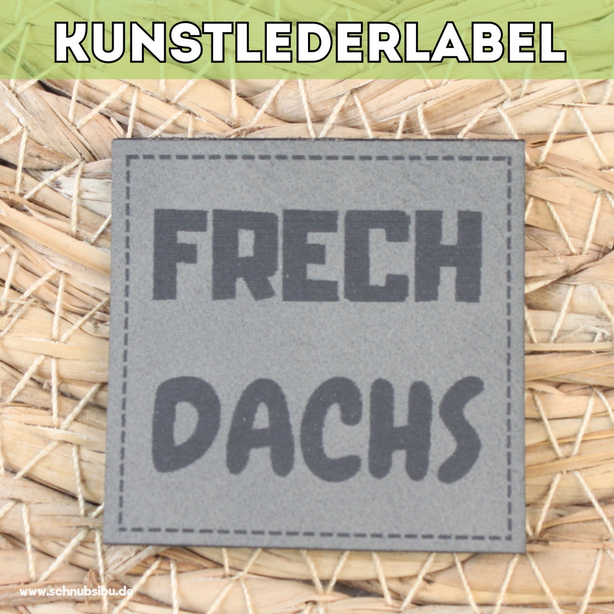 Kunstlederlabel Frech Dachs grau