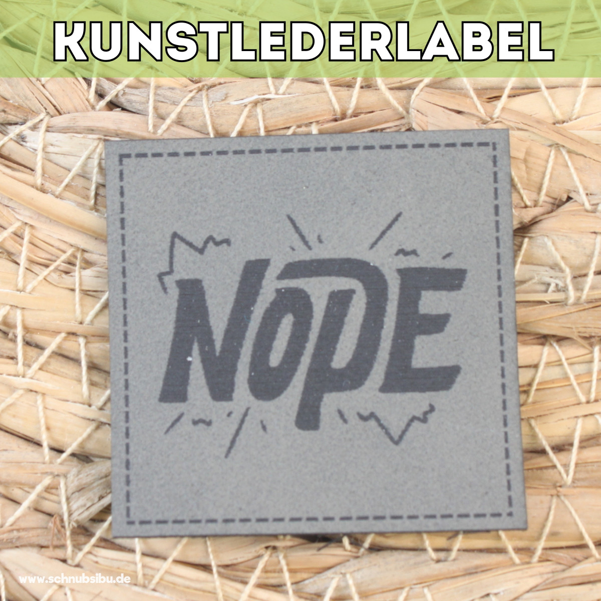 Kunstlederlabel Nope grau